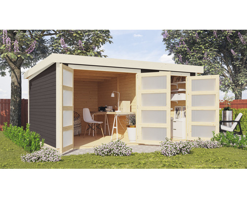 Tuinhuis Karibu Elmar 3 428 x 351,5 cm terragrijs