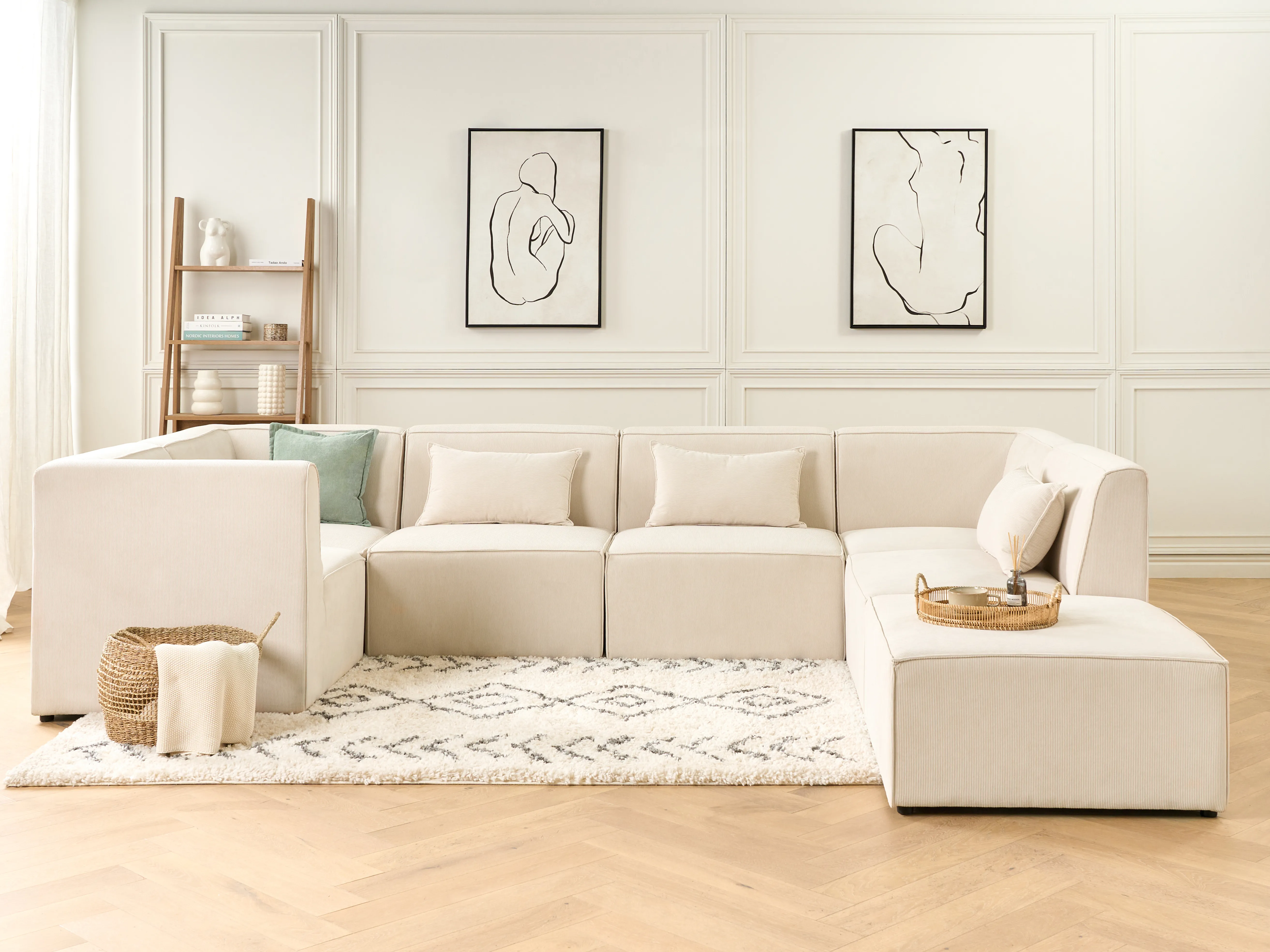 Ottomaan LEMVIG Corduroy Lichtbeige