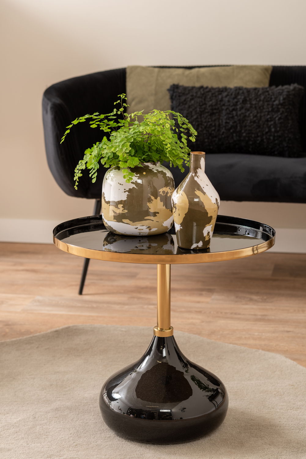 Side table Mila iron enamel large black