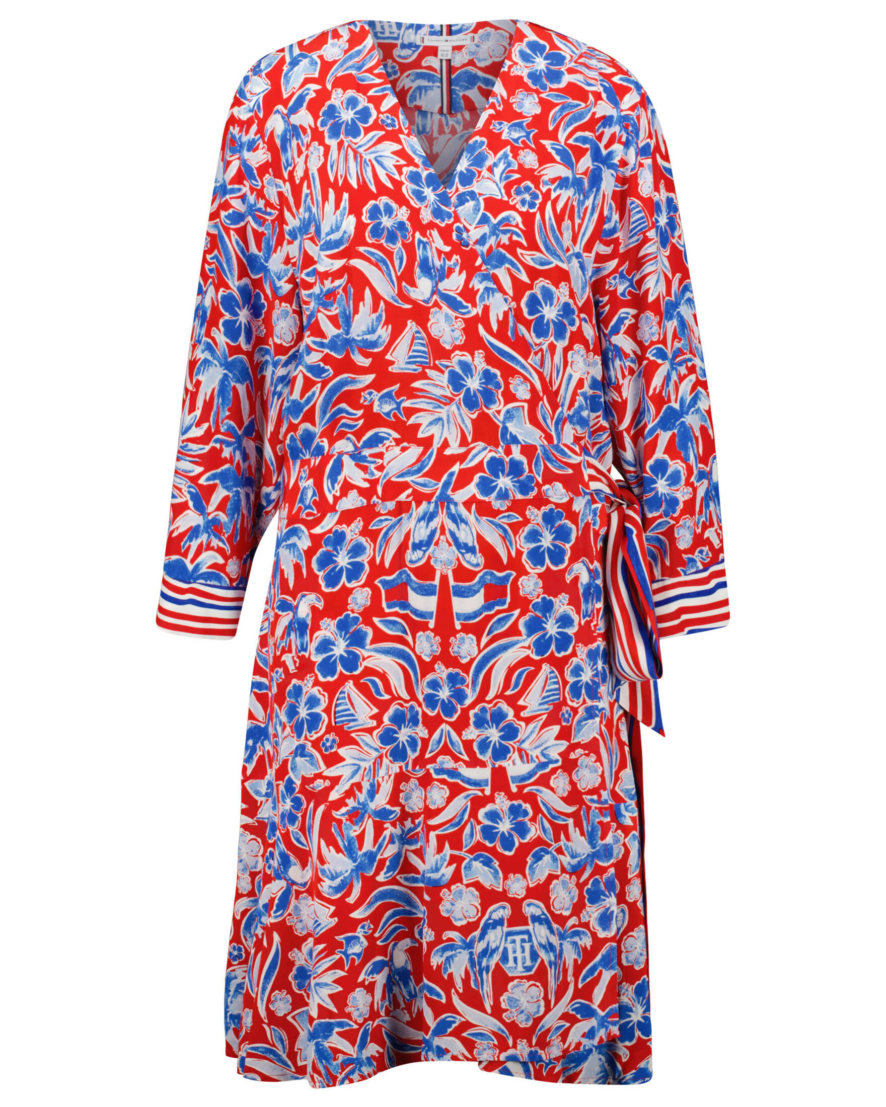 Tommy Hilfiger| Damen Wickelkleid CRV SCARF WRAP KNEE DRESS 3/4- Plus Size