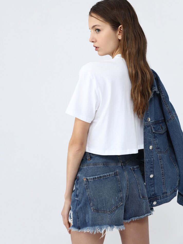 Shorts jeans rasgados - Azul escuro