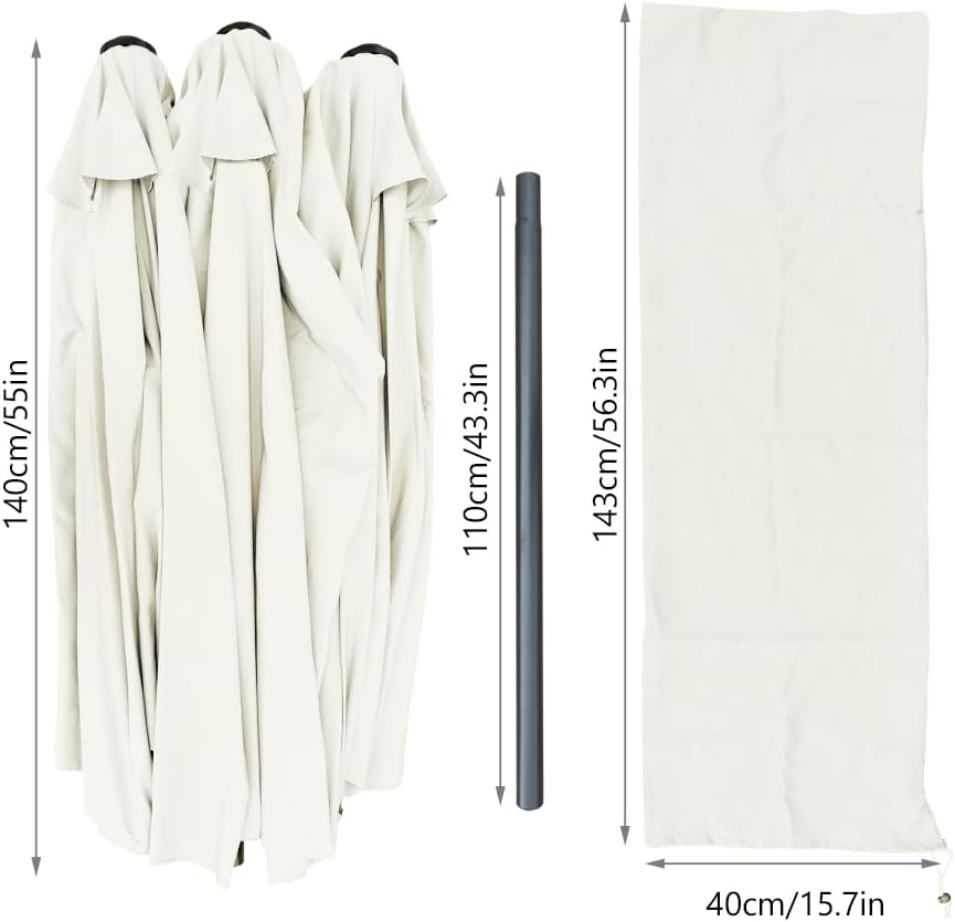 VOUNOT Doppelsonnenschirm mit Handkurbel, Sonnenschirm Marktschirm Gartenschirm Terrassenschirm, Sonnenschutz, 460 x 270 cm, Beige