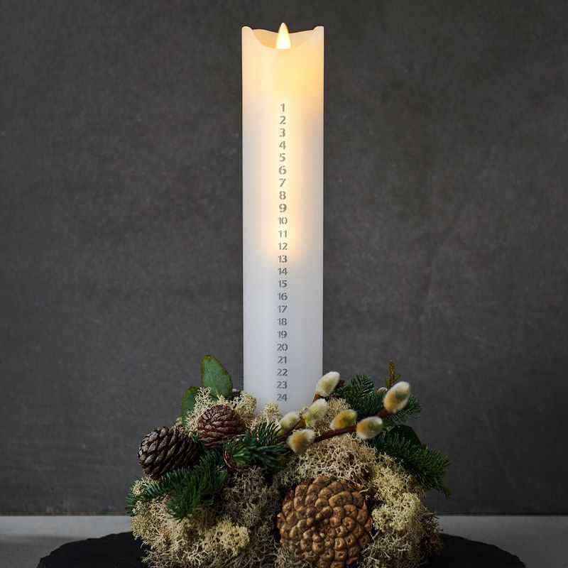 Sirius - Sara Kalender - LED Kaars - Wit/Zilver - Hoogte 29 cm