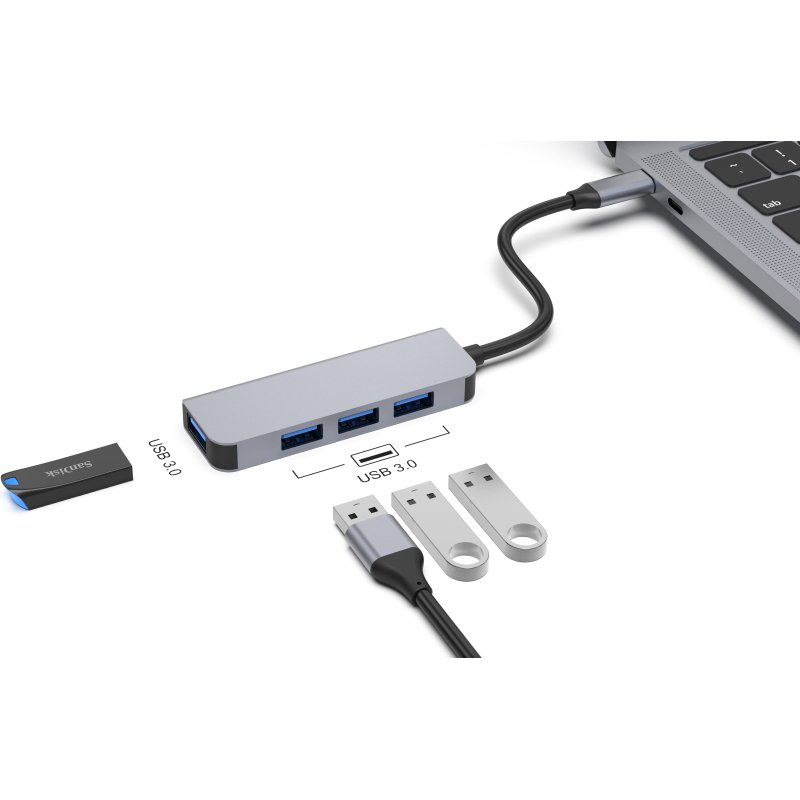 DLH Hub USB-C (M) avec 4 ports USB-A (F)