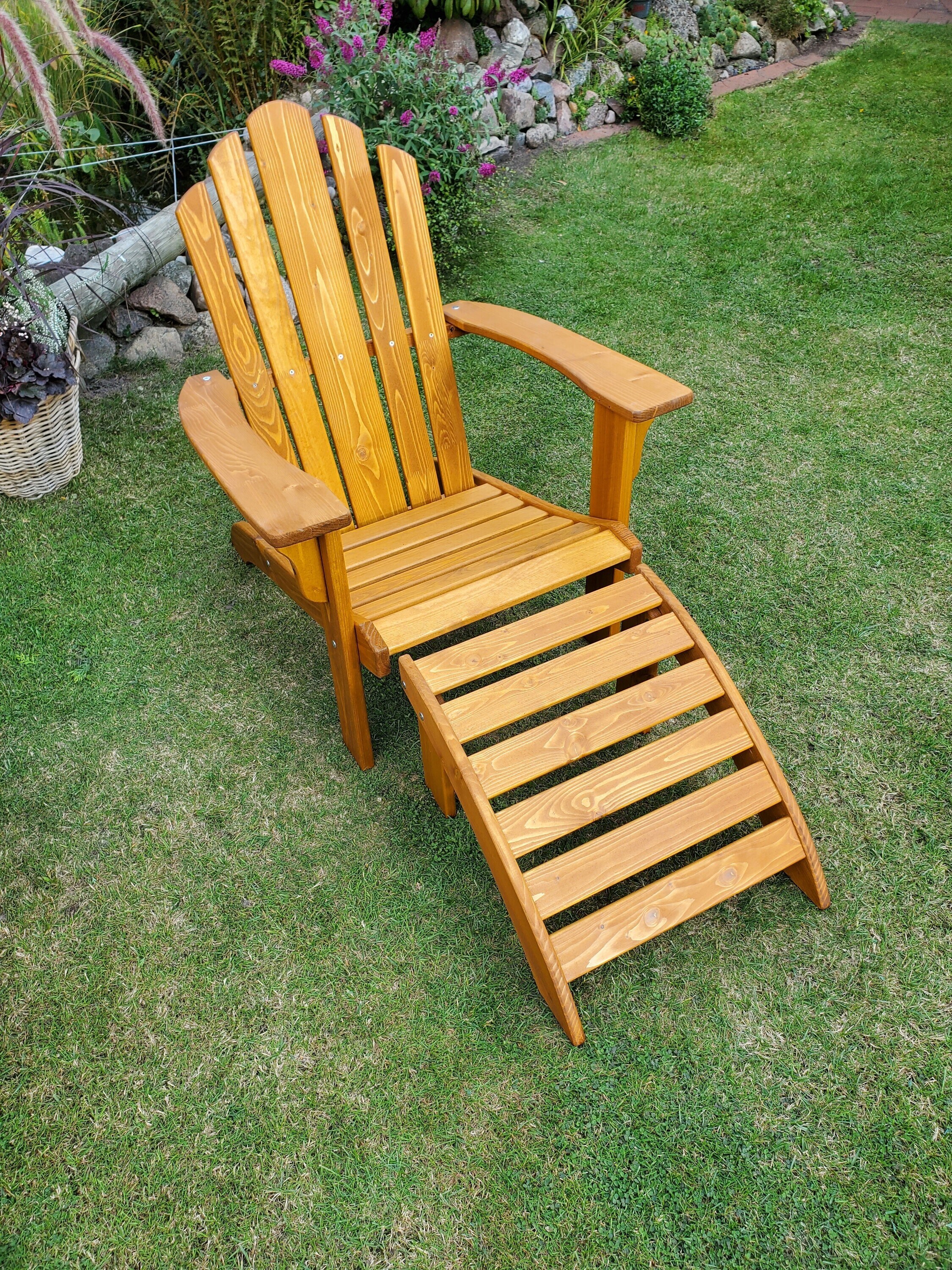Promadino Set Deckchair mit Fußablage, Newport, honigbraun