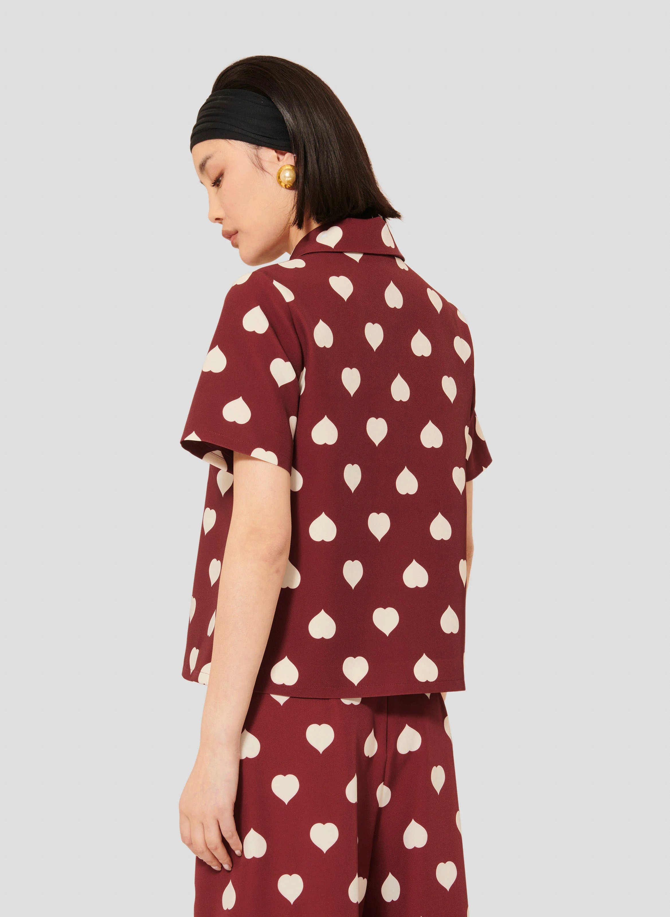 TANIA - Top col polo imprimé | Rouge