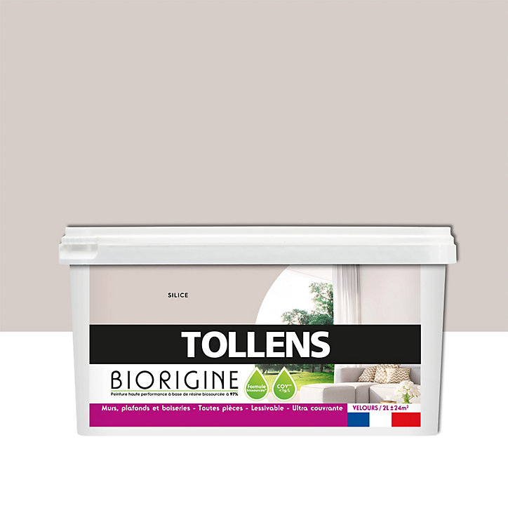Peinture murs et plafonds Biorigine Tollens velours silice 2L