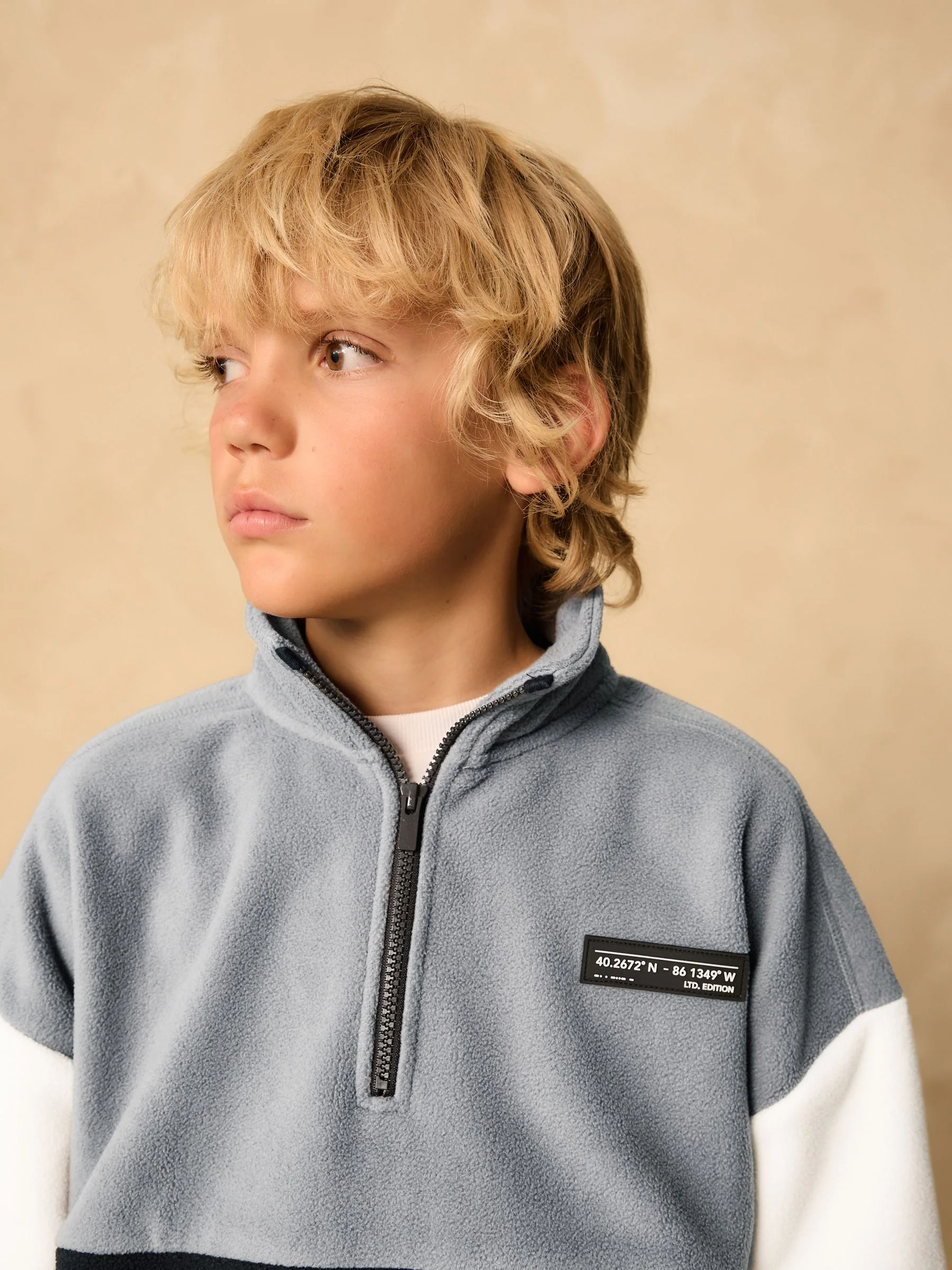 Grijs/zwart - Fleece met trechterkraag (3-16jr)