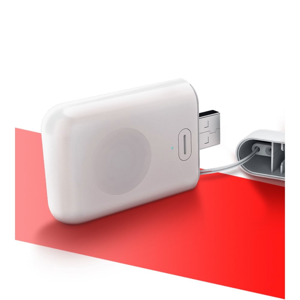 Magnetische Apple Watch Powerbank Qi-Wireless Charger USB Ladegerät (1000mAh) - Weiss