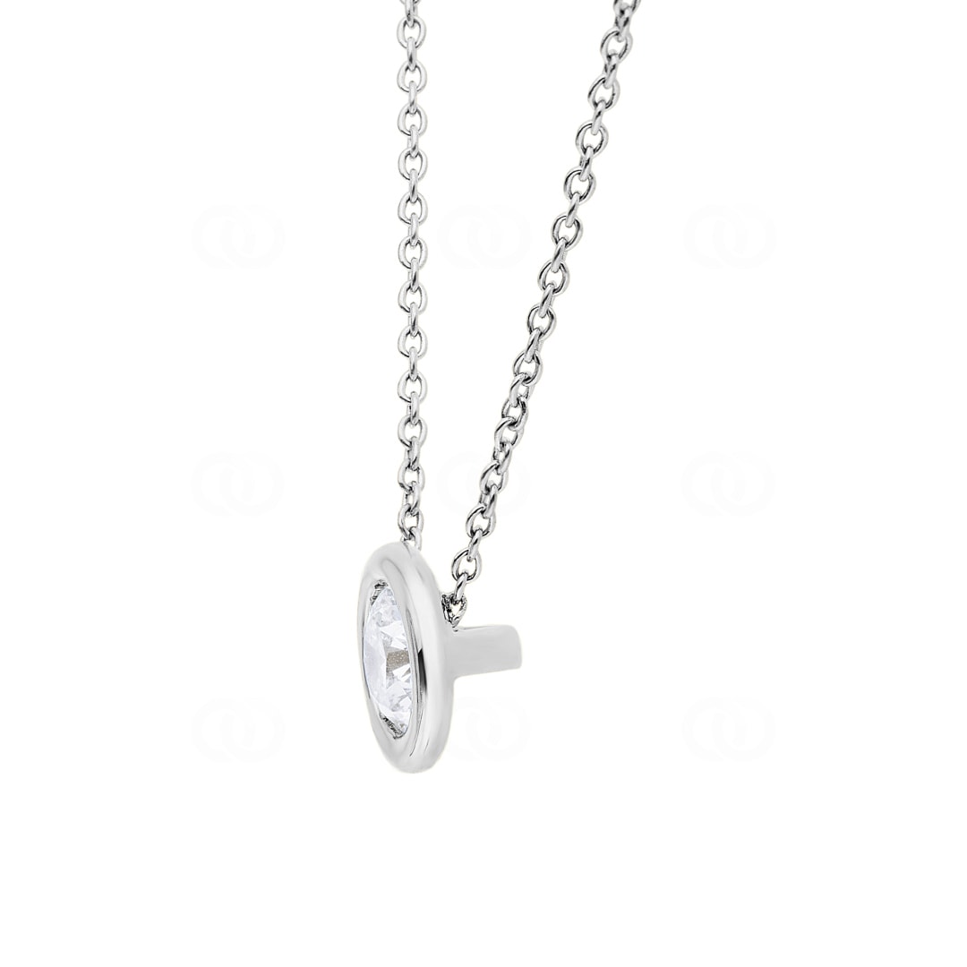 Collier mit Anhänger 750/18 K Weissgold mit GIA-Diamant 0.70 ct H/si in Zargenfassung