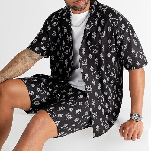 Ensemble Chemise Oversize Et Short Jogging Maison de Couture 0051 0056 Noir
