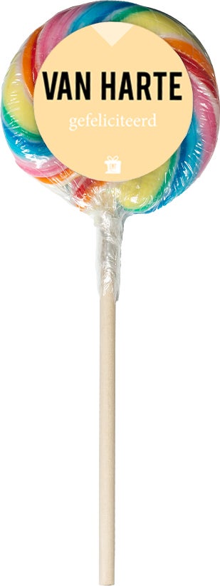 Regenboog lolly van harte