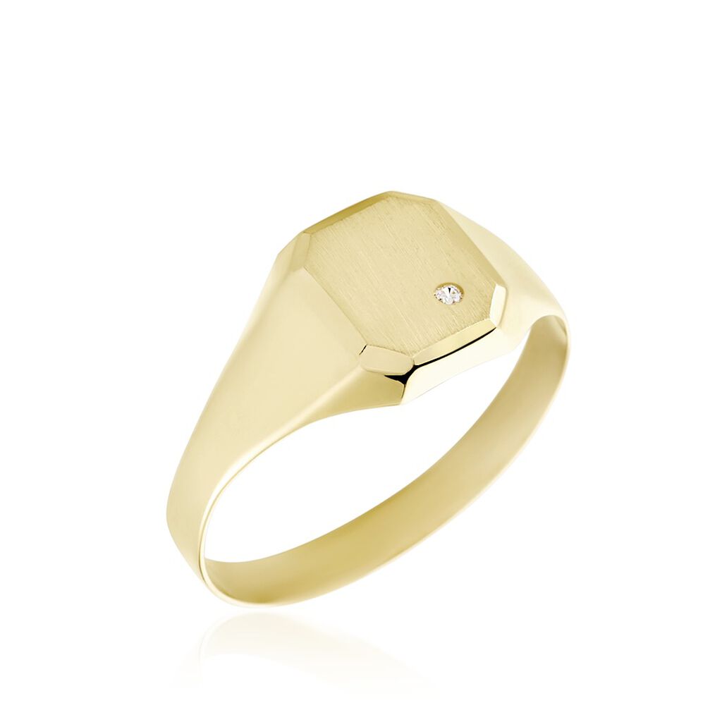 Chevalière Carree Or Jaune Oxyde De Zirconium