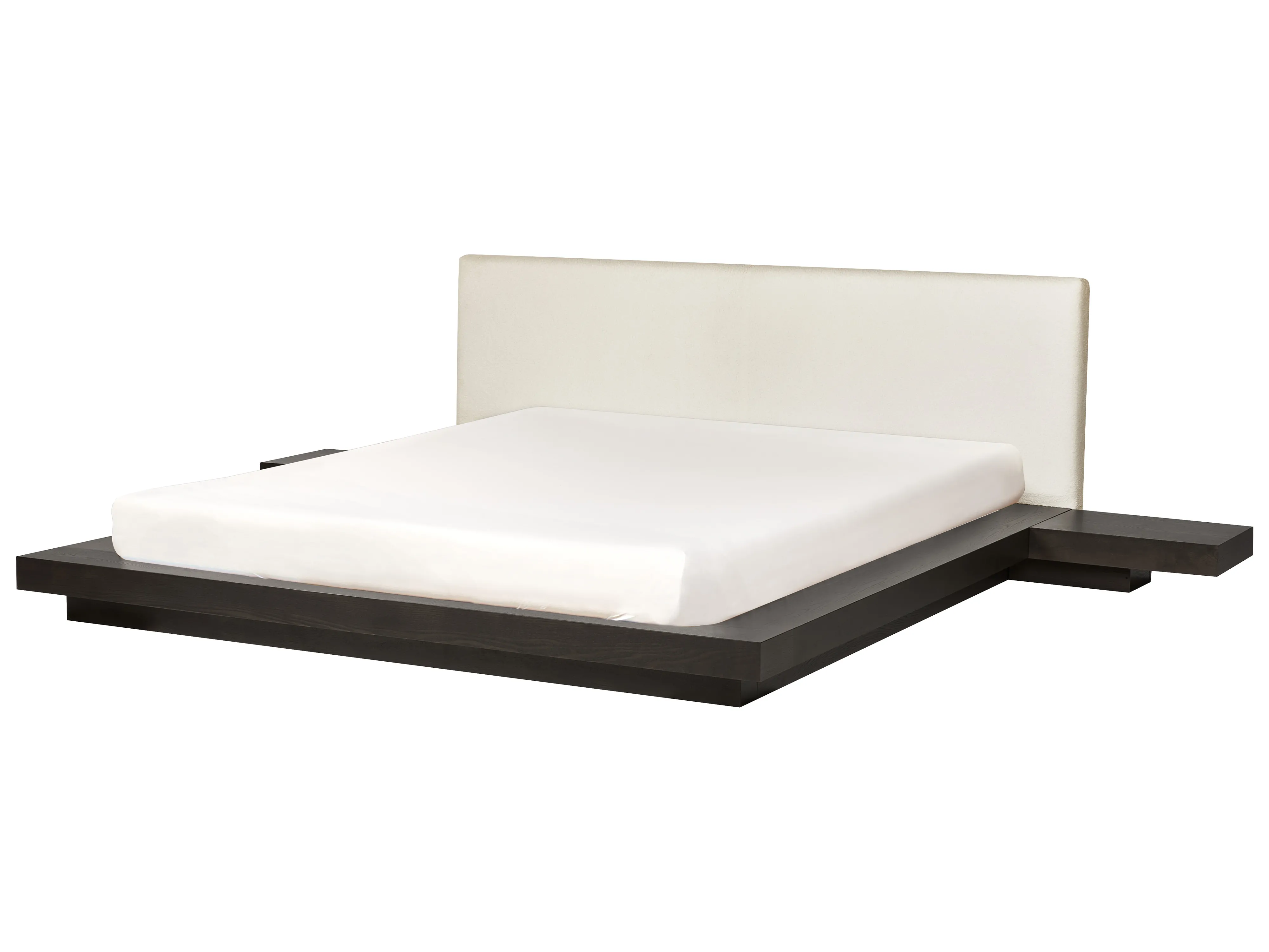 Bed Bouclé ZEN 180 x 200 cm Donker essenhout