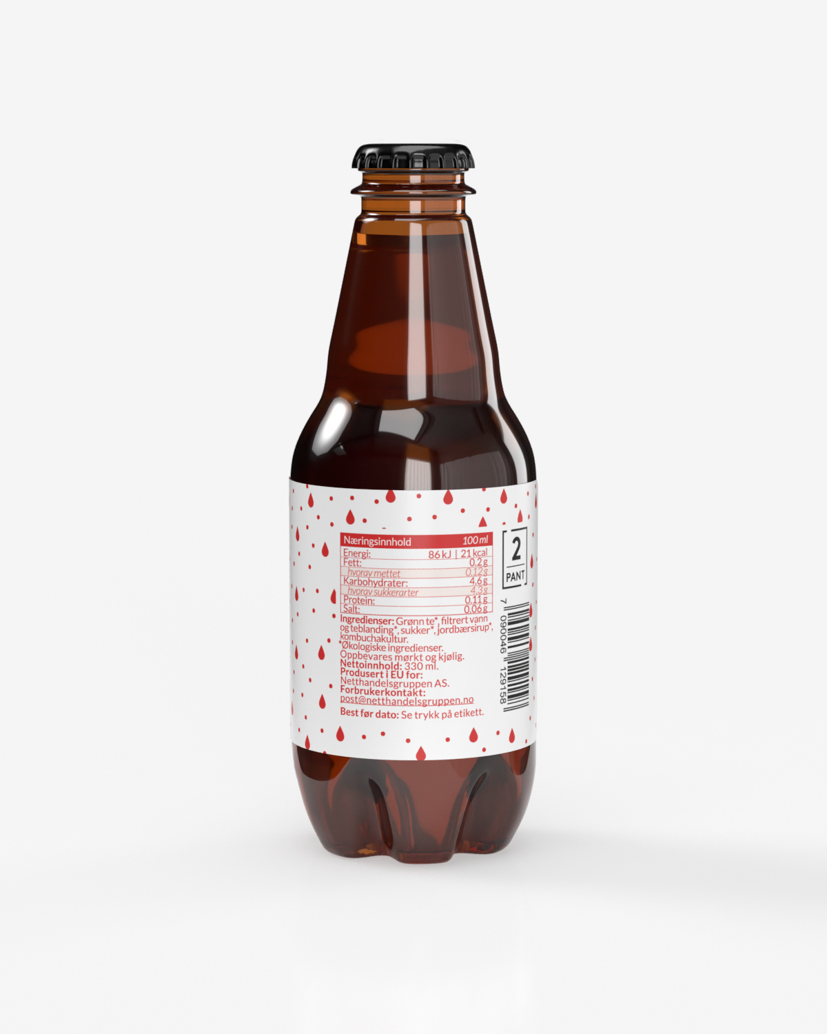 SunnRask Økologisk Kombucha Strawberry 330ml