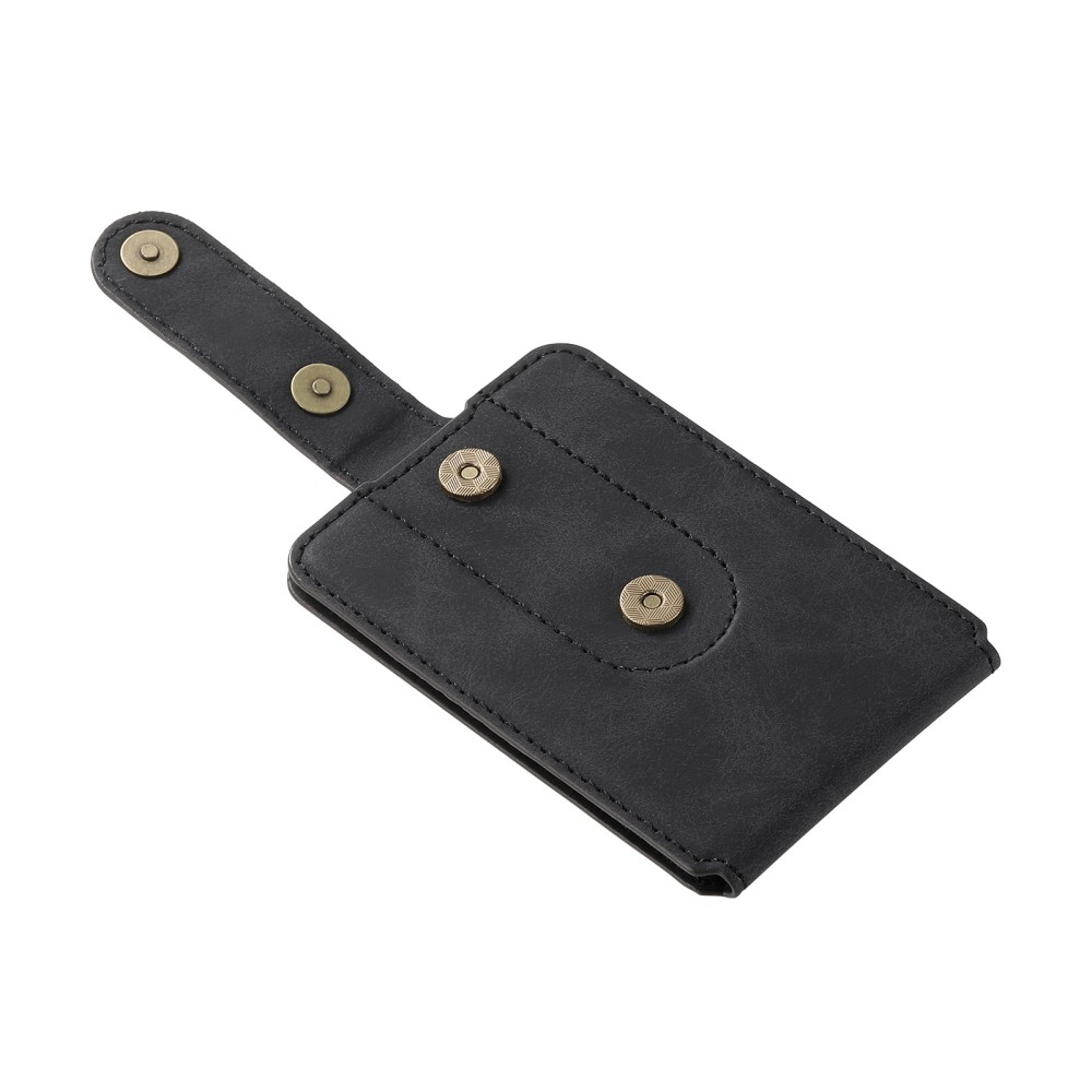 Magnetische MagSafe Leder Wallet Kreditkarten Halterung   Kickstand Aufsteller im Vintage Look - Schwarz