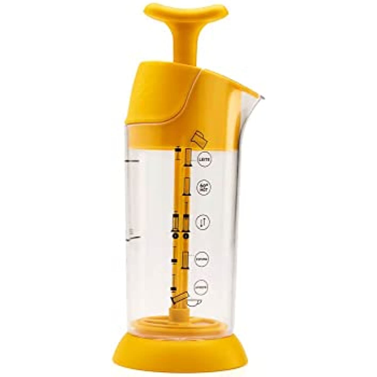 Espumador De Leite Pressca Amarelo, Leite Cremoso, BPA Free, 200 ml, Mixer, Cremeira.