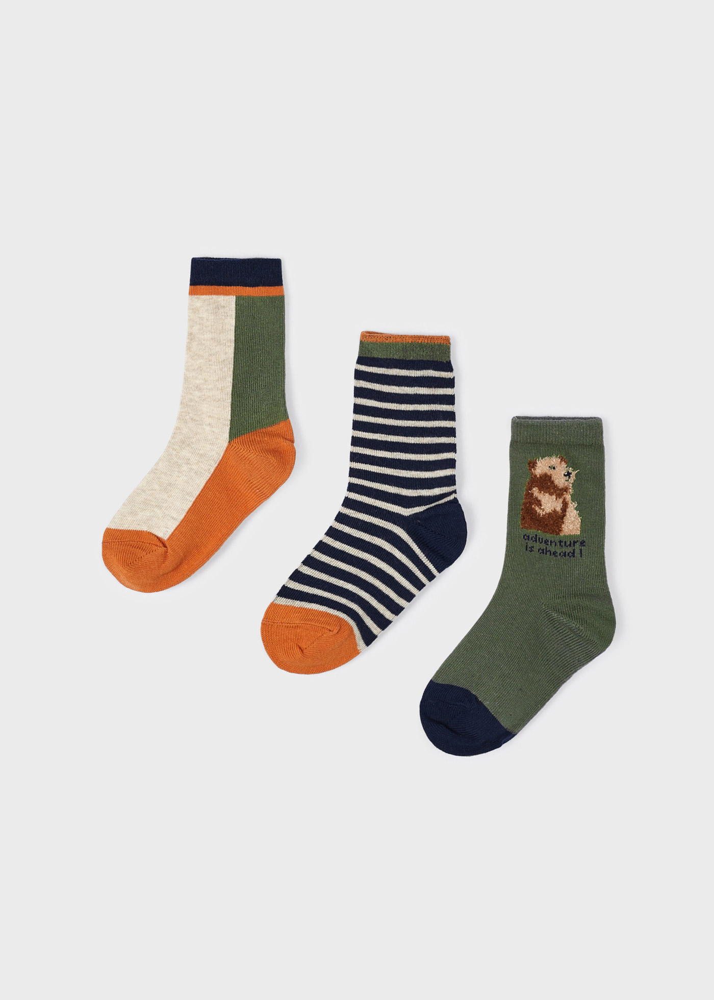 Conjunto de 3 meias de algodão orgânico para meninos