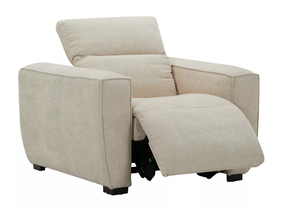 Fauteuil relax électrique en tissu beige LAGUNDI