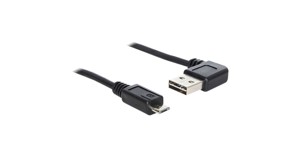 DeLOCKUSB2.0 A 90° > USB Micro-B kabel  (Zwart, 5 meter)