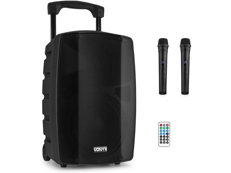 Vonyx Musik-System VSP200 Schwarz Mobiles Soundsystem mit Bluetooth und Funkmikrofon
