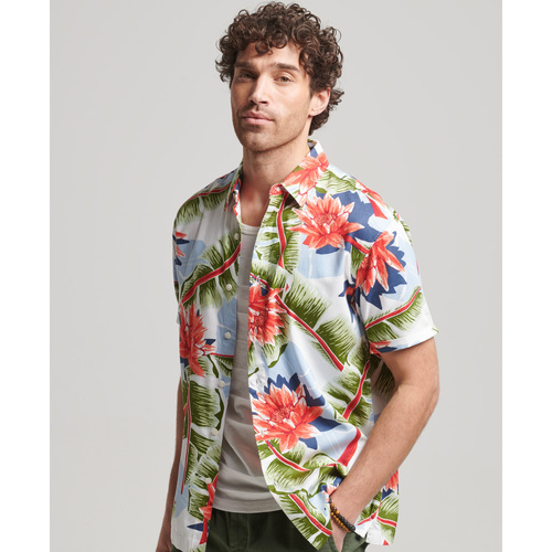 Superdry - CAMISA HAWAIANA DE MANGA CORTA Blanco
