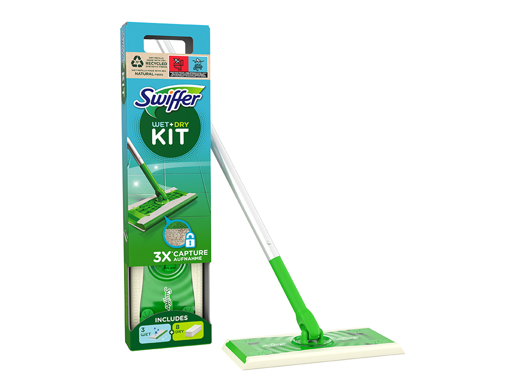 MOPA KIT DUPLO SWIFFER 8 PANOS   3 HUMIDOS