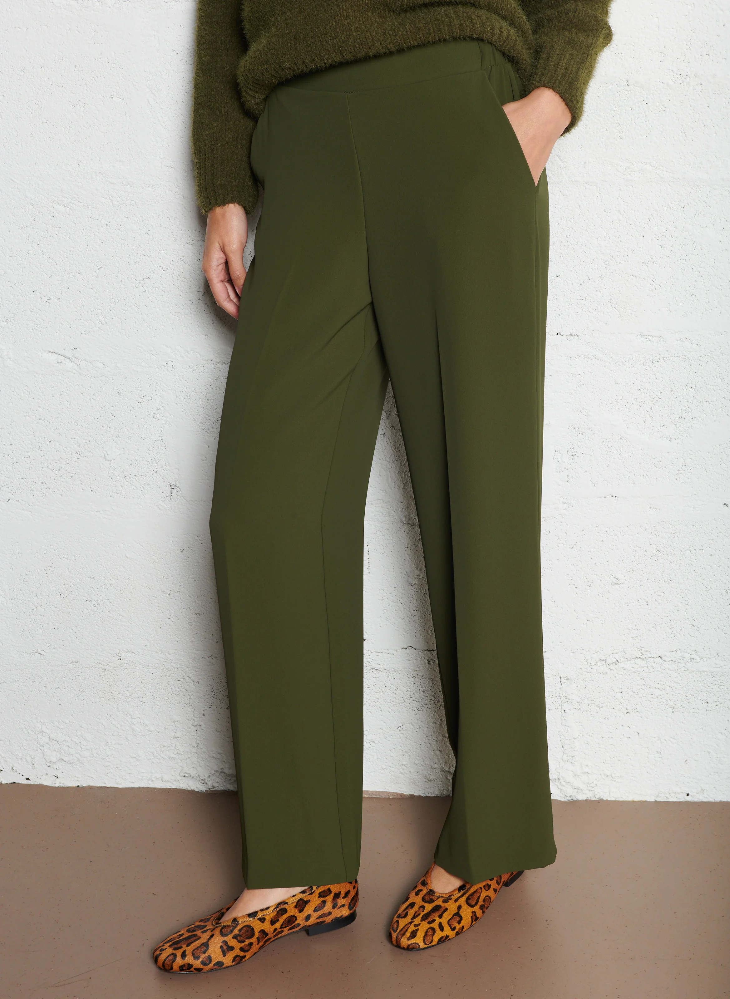 Pantalon large fluide| Kaki