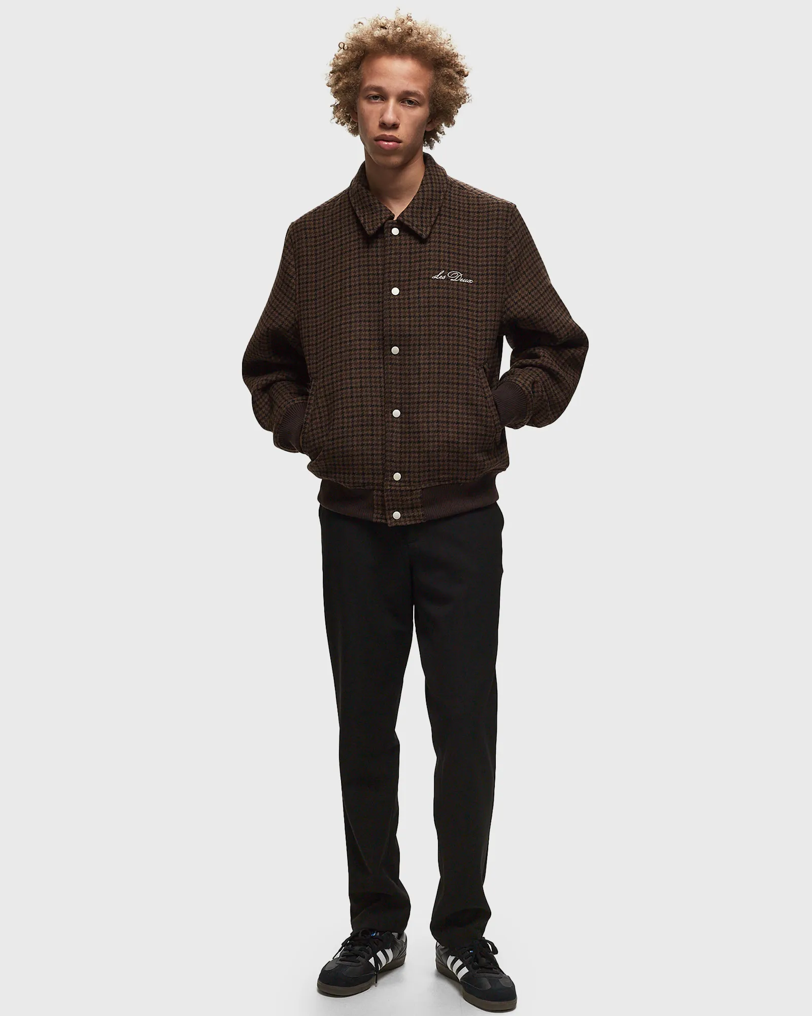 Les Deux Les Deux Varsity Houndstooth Wool Jacket