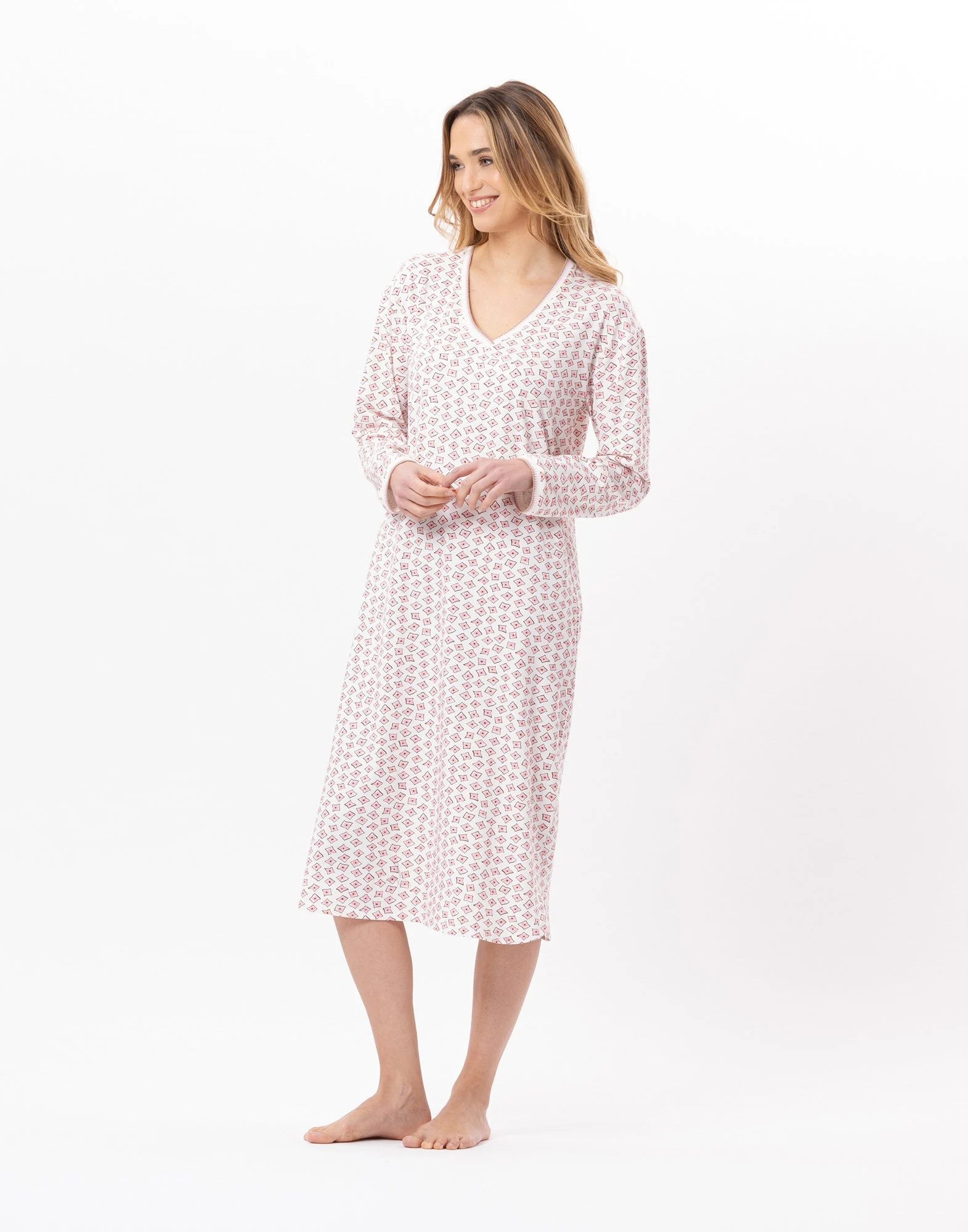 AURORE 811 - Chemise de nuit longue en jersey | Multicolore