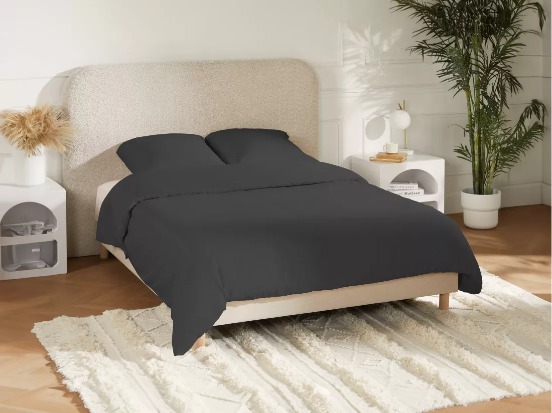 Lot de 2 taies d'oreiller en satin 108 fils/cm² - 63 x 63 cm - Gris anthracite - TALORA de PALACIO