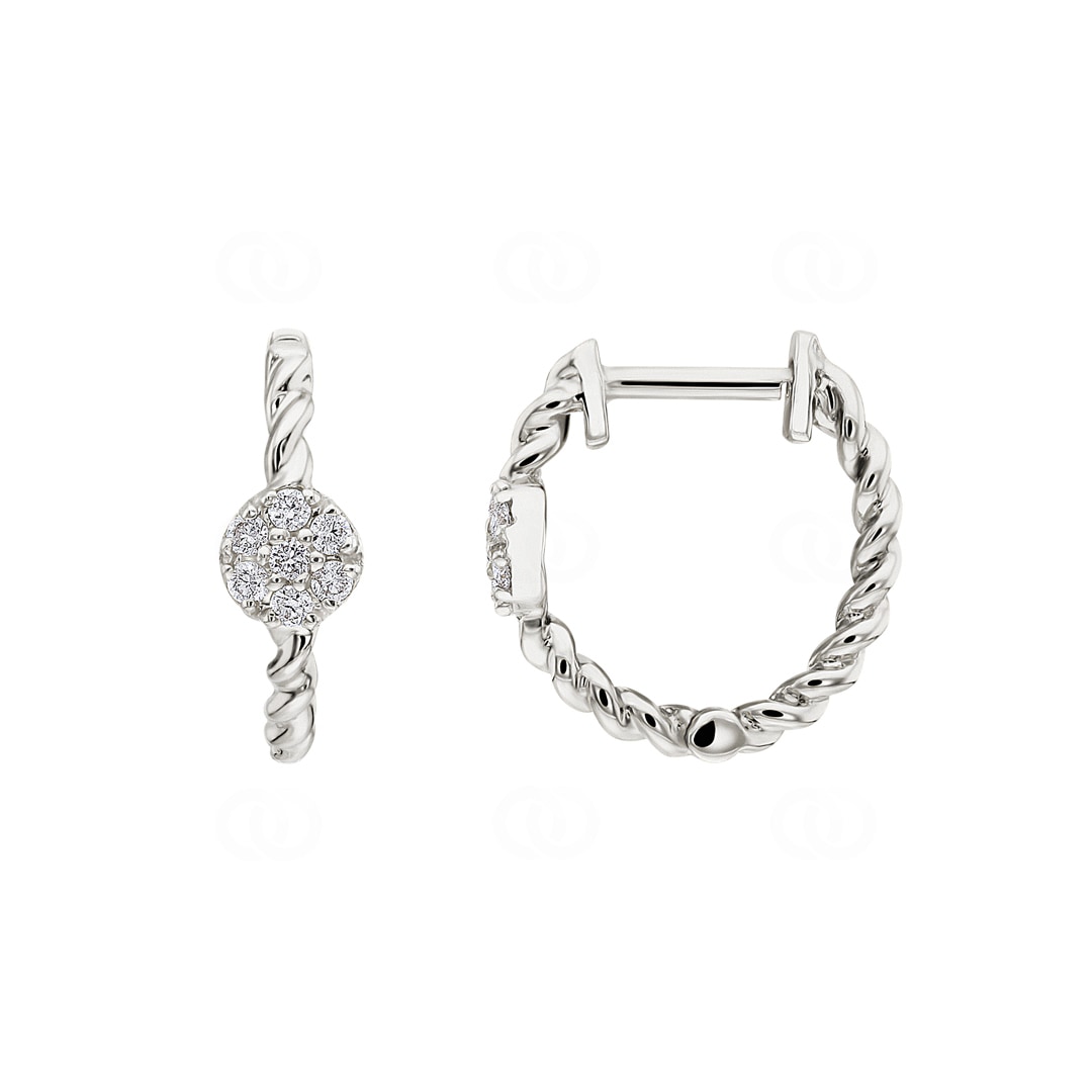 Kreolen 750/18 K Weissgold mit Diamanten 0.10 ct H/si