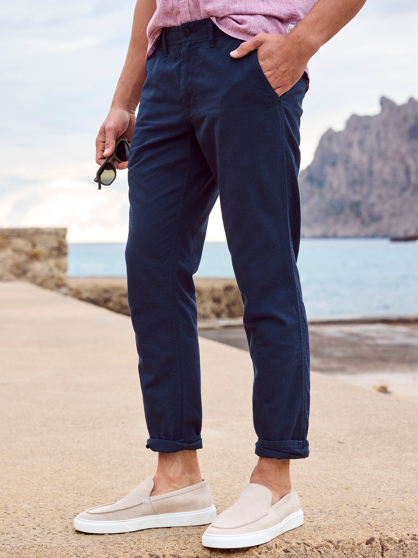 Sommerliche Chino mit Leinenanteil, RELAX FIT