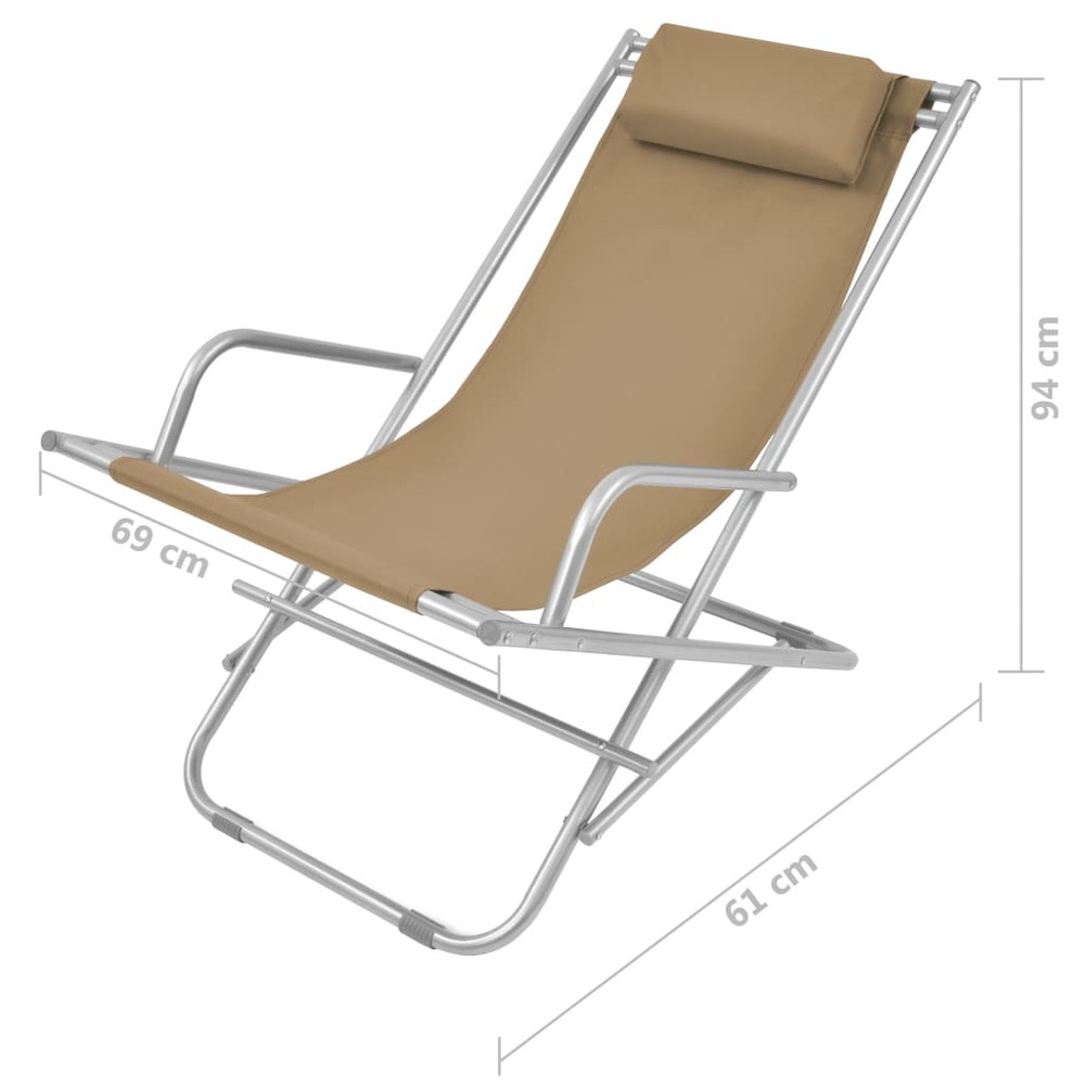 Chaises inclinables de terrasse 2 pièces acier taupe