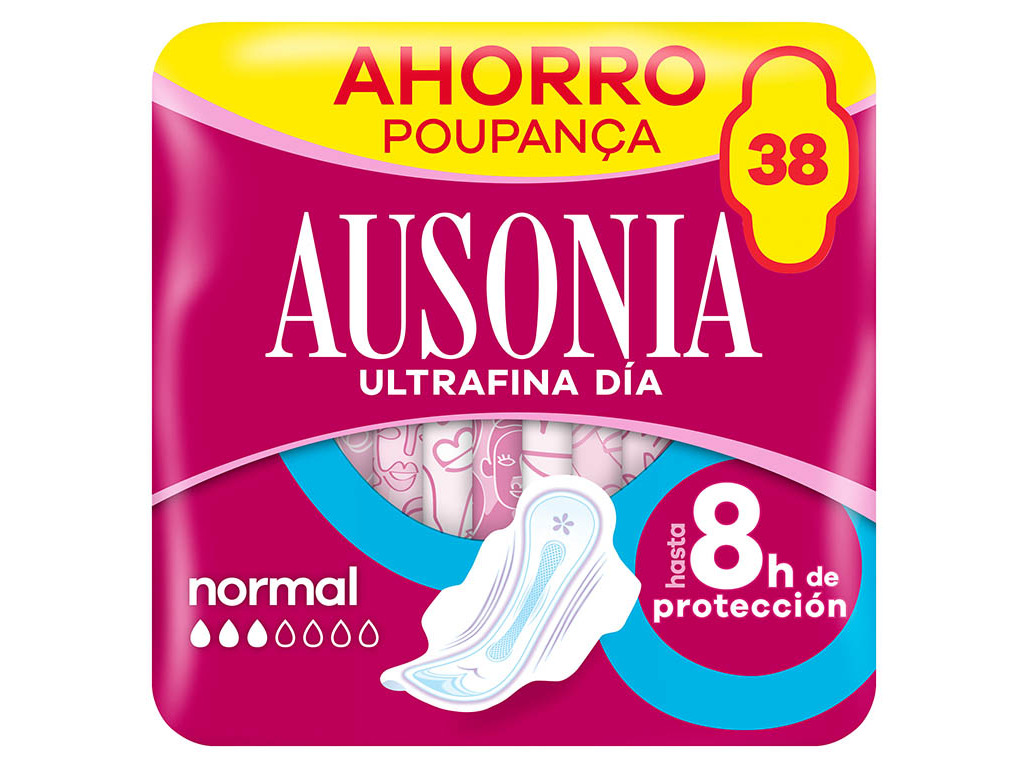PENSOS HIGIÉNICOS NORMAL COM ABAS AUSONIA 38 UN