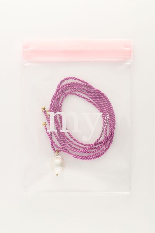 Sunrocks paarse touwketting met parel