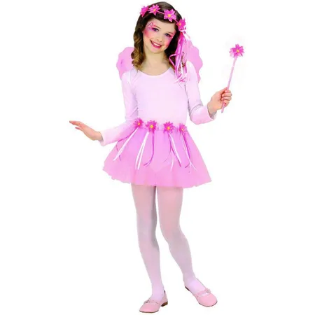 Widmann Kinderkostümset Blumenfee, Tütü, Flügel, Kopfschmuck und Zauberstab