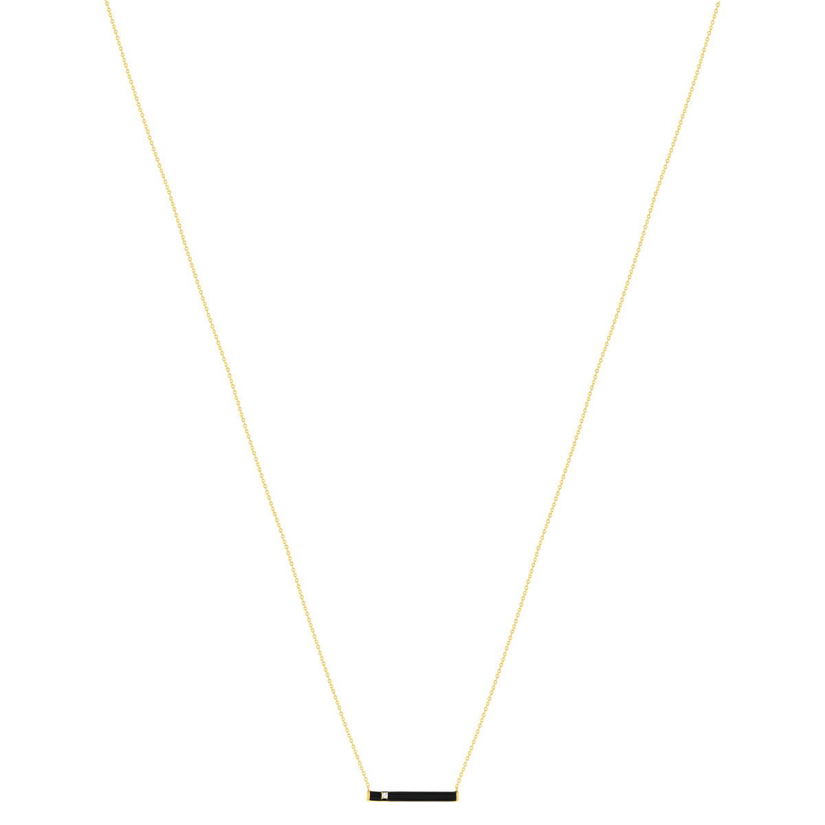 Collier or 375 jaune résine noire et zirconia 43 cm