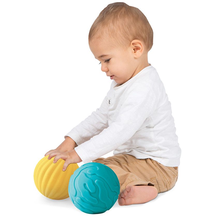 3 Balles sensorielles - Bleu - Doré