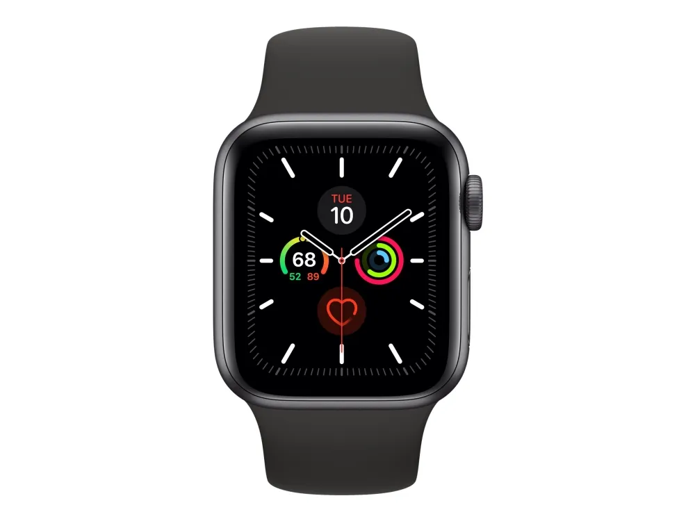 [OUTLET] - Apple Watch Series 5 (GPS   Cellular) - 40 mm - rumgråt aluminium - smart ur med sportsbånd - fluoroelastomer - sort - båndstørrelse 130-200 mm - S/M/L - 32 GB - Wi-Fi, Bluetooth - 4G - 30.8 g