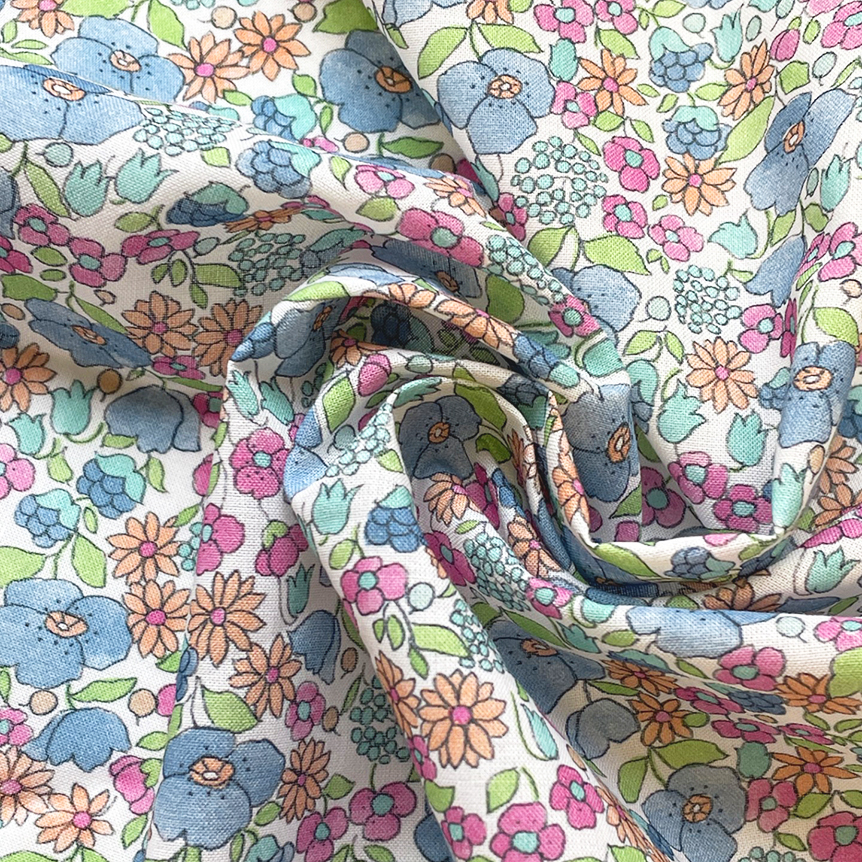 Coupon Tissu 1 M Pastel Fleuri