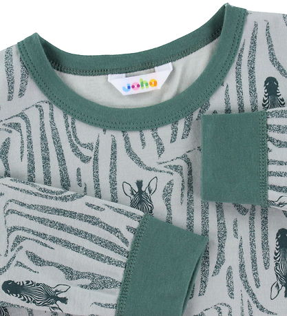Joha Bluse - Wolle/Baumwolle - Dunkelgrün m. Zebra