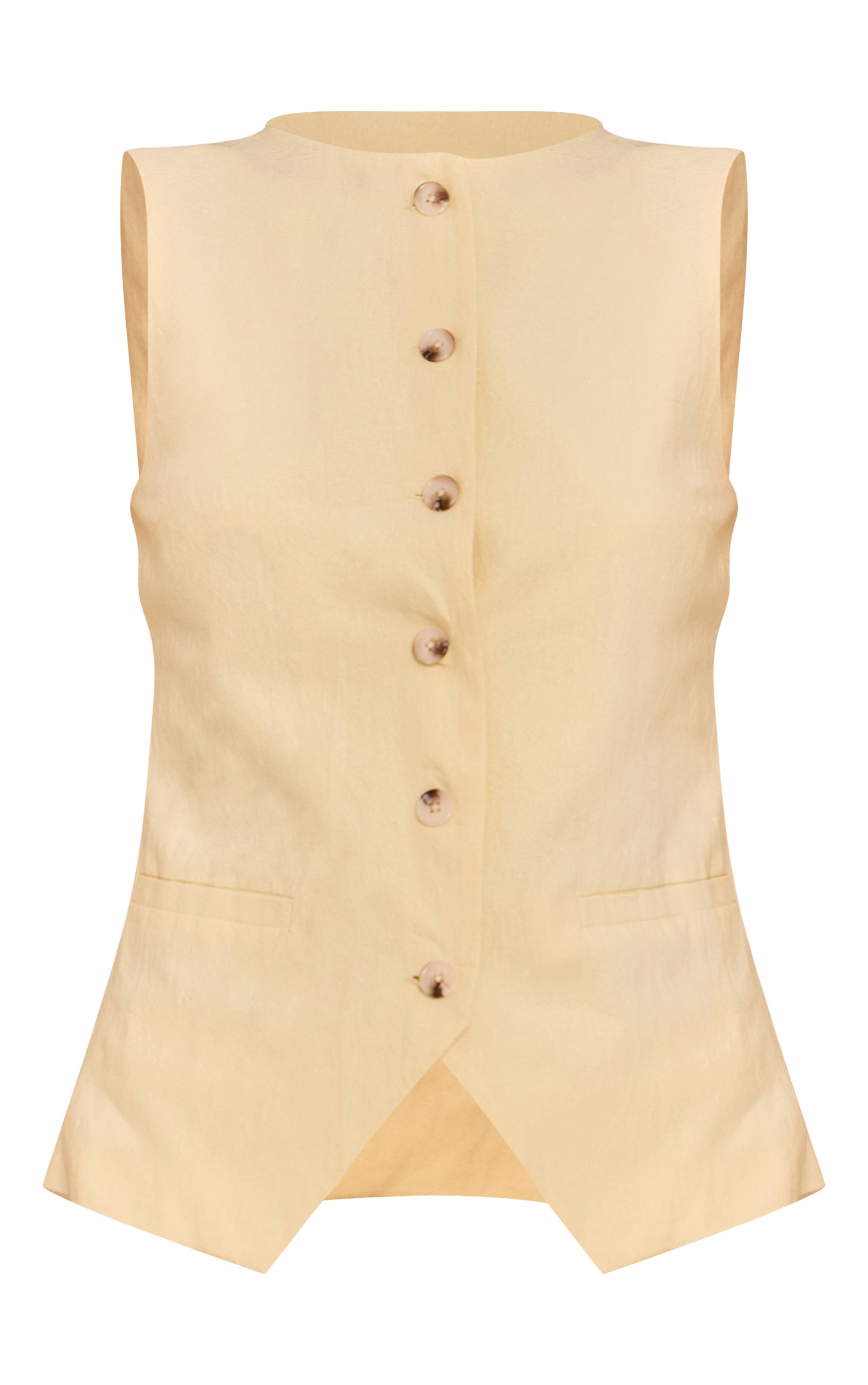 Butter Yellow Gilet Tailleur Aspect Lin