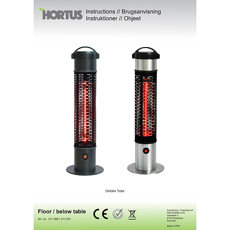 Hortus terrassevarmer under bord 1200W - sølv