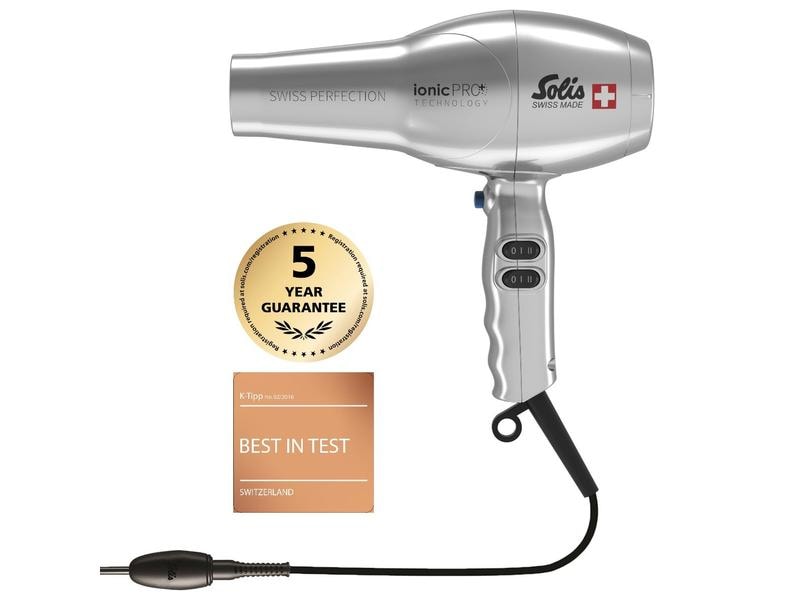 Solis Profihaartrockner Swiss Perfection 360° ionicPRO Silb Föhn