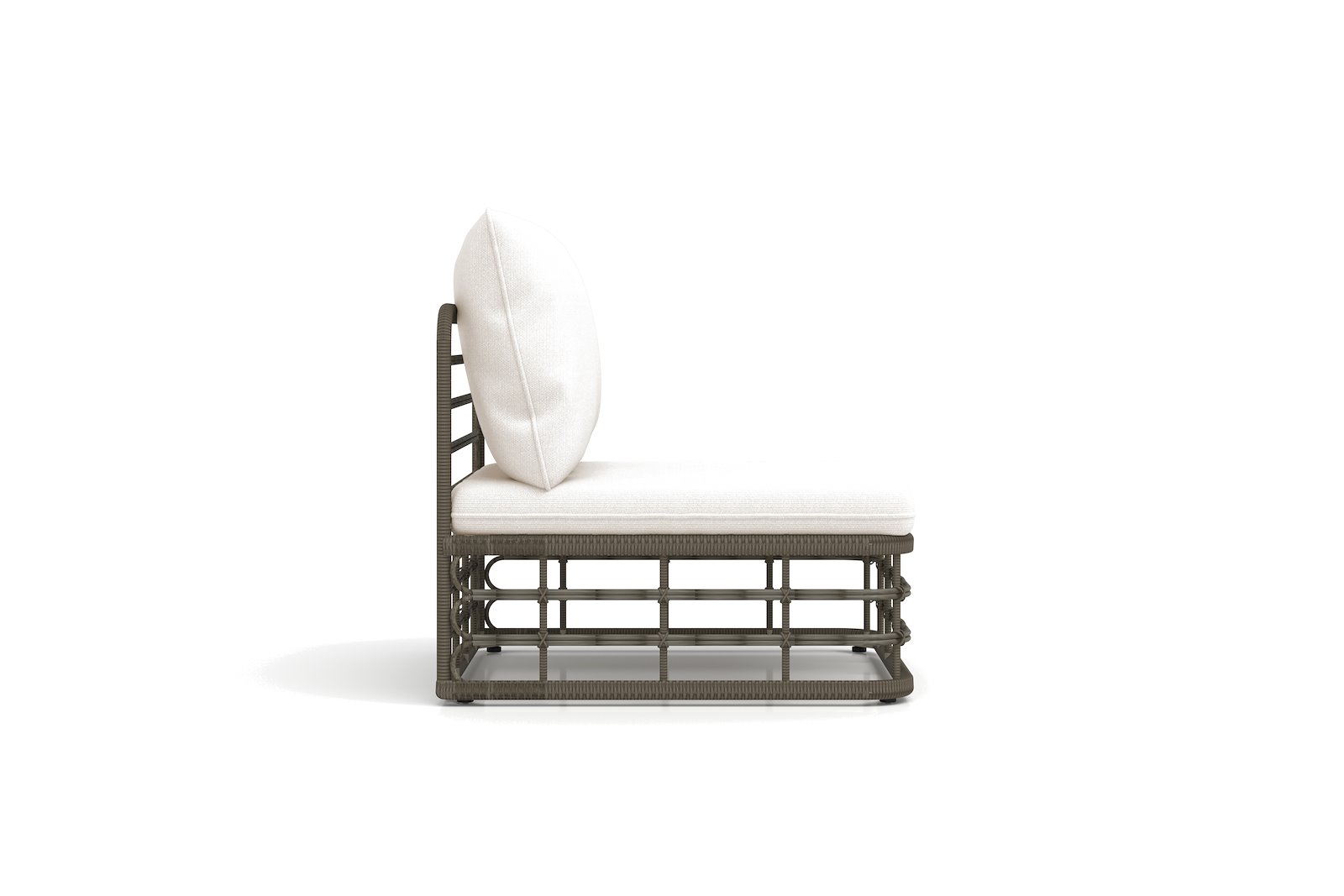 Amalfi 1-seter Hagesofa. Naturfarget flett med beige putesett.