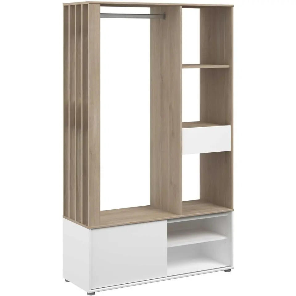Garderobe Ghislain 1 deur & 1 lade - Japanse eik/wit