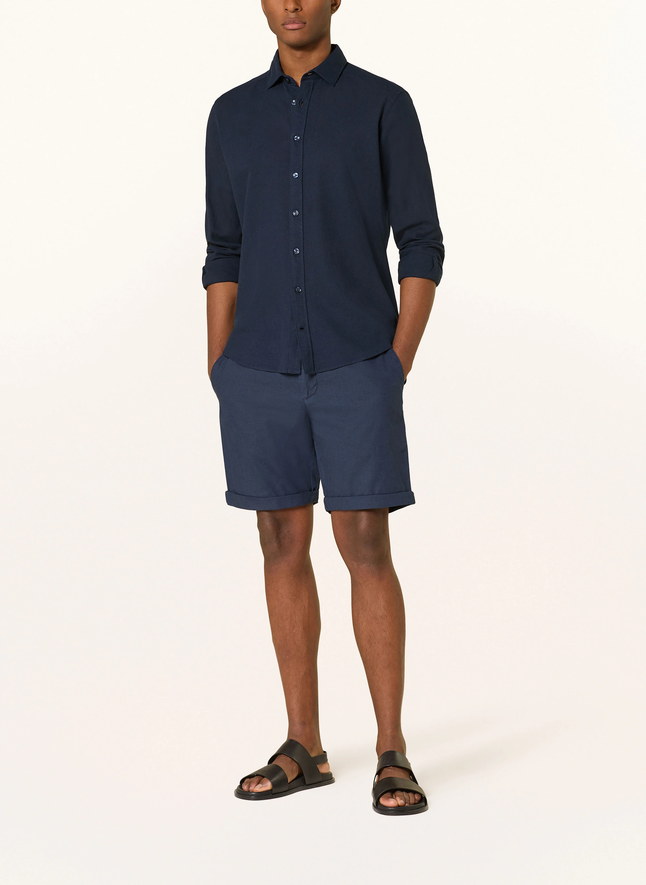 STROKESMAN'S Hemd Modern Fit mit Leinen