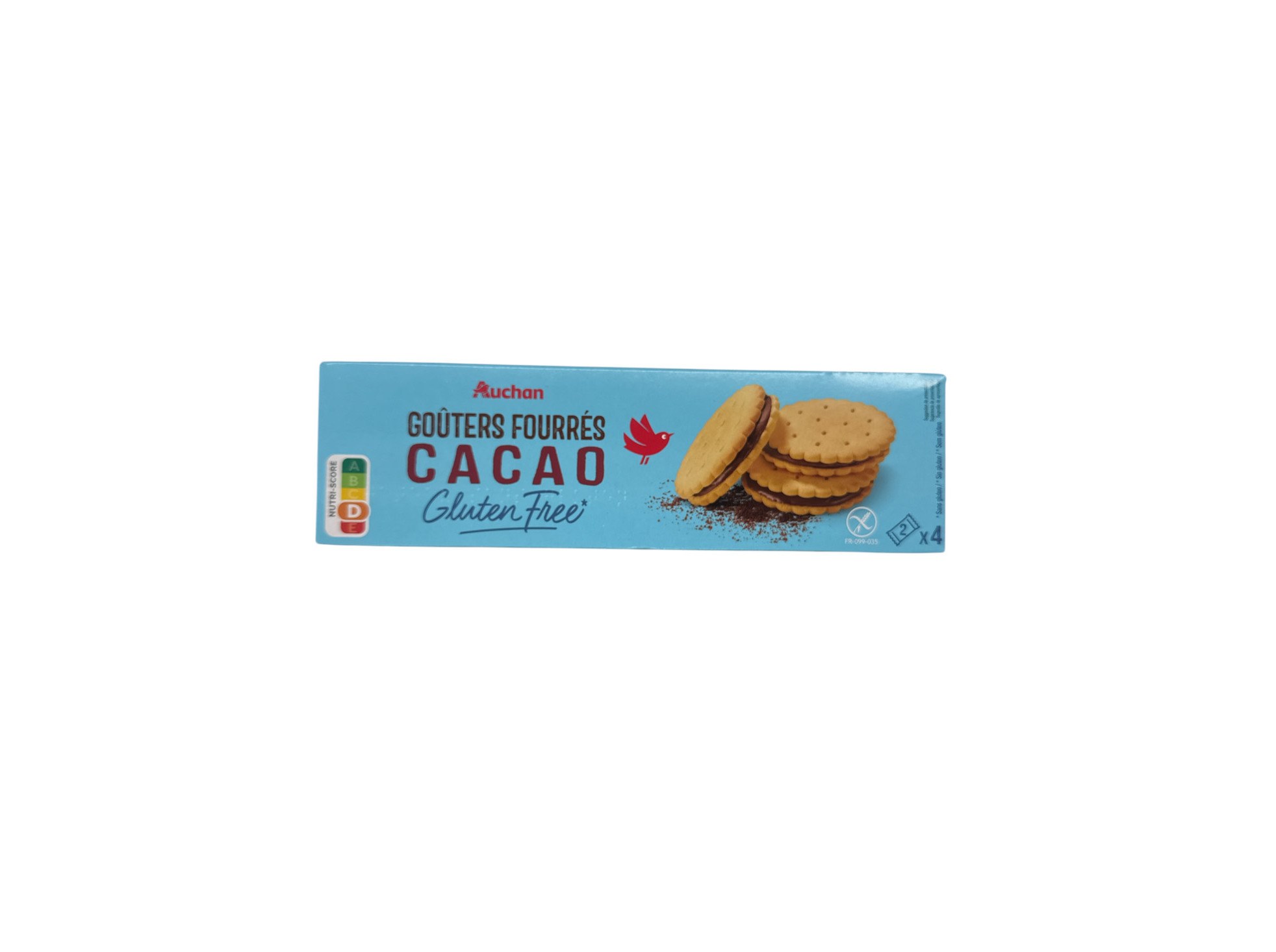 BOLACHAS AUCHAN VIVER MELHOR RECHEIO CACAU SEM GLÚTEN 120G