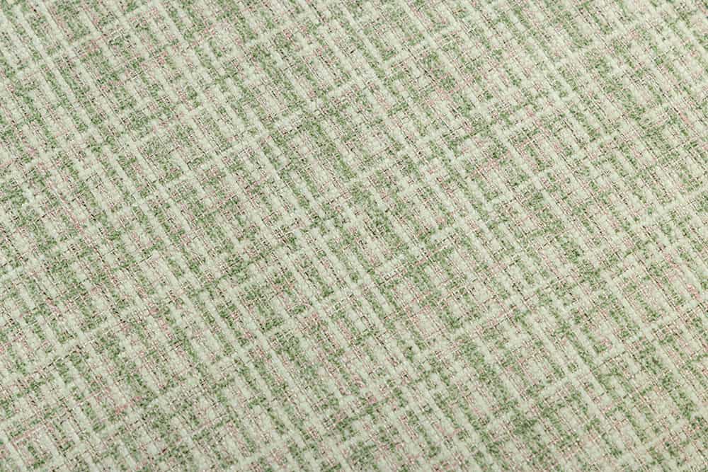 Design Stuhl LYON grün-rosa kariert Bouclé schwarze Metallbeine
